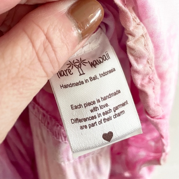 Anthropologie x Tiare Hawaii High low maxi dress Tie dye Ruffled Beachy Pink OS - Picture 4 of 12